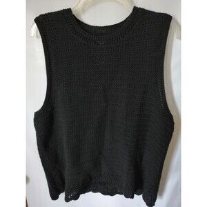 J.Crew Factory crochet sweater-tank Women Size XXL Black NWT $79.50